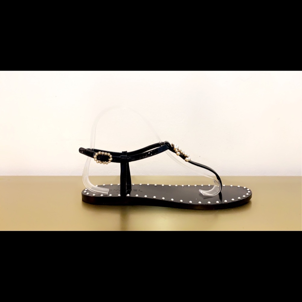 Chanel Pearl Patent Leather Thong Sandal